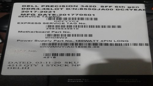 Dell Precision 3420 Sff 6th Gen Ddr4-4slot Dn= 855gja00 Dc4