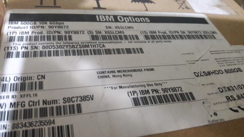 IBM Part No. 90Y8872 600GB SAS 10k (2.5") 6Gbps Server Hard Disk Drive