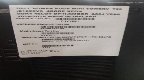 Dell Power Edge Mini Tower T20, E1225V3, 4Core Xeon DDR4-4SLOT DP/N:XMGCR A00J