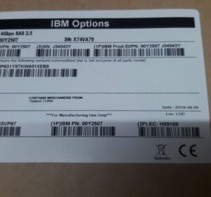 IBM Part No. 00Y2507 1.2TB SAS 10K (2.5") 6GBPS Server Hard Disk Drive For V3700 Storage