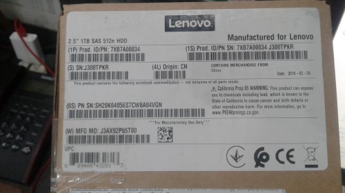Lenovo Part No. 7XB7A00034 Think System 2.5 1TB 7.2K SAS 12Gbps Hot Swap Server Hard Disk Drive
