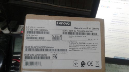 Lenovo Part No. 7XB7A00034 Think System 2.5 1TB 7.2K SAS 12Gbps Hot Swap Server Hard Disk Drive